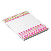 Abstract Roze groen patroon + stippen bloemen hart Notitieblok (Schuin)