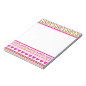 Abstract Roze groen patroon + stippen bloemen hart Notitieblok (Linkerzijde)