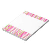 Abstract roze groen patroon + stippen bloemen hart notitieblok (Linkerzijde)