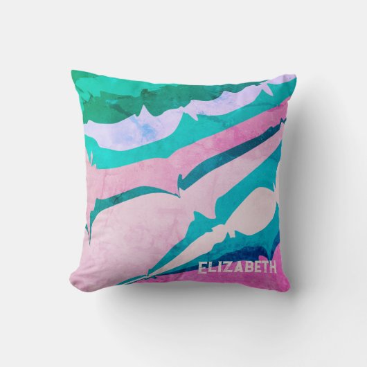 Abstract Roze Groene Pastel Gepersonaliseerd Moder Kussen (Voorkant)