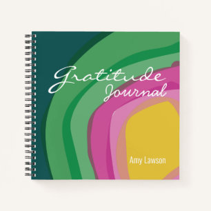 Abstract roze groene Waterverf Gratitude Journal  Notitieboek