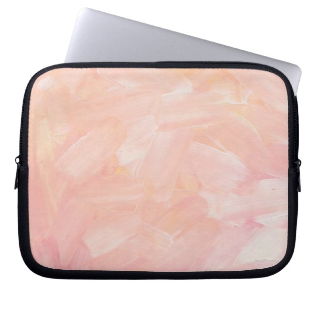 Abstract roze hand geschilderd. Elegant zwarte pen Laptop Sleeve (Voorkant)