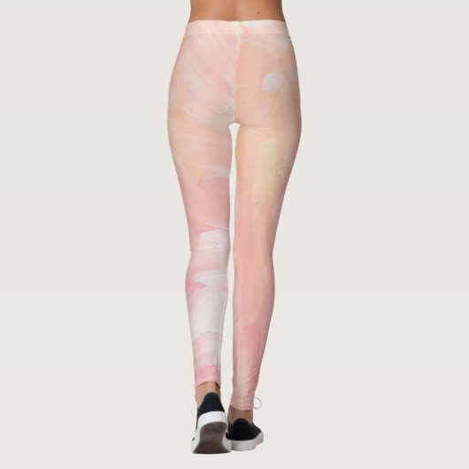 Abstract roze hand geschilderd. Elegant zwarte pen Leggings (Achterkant)