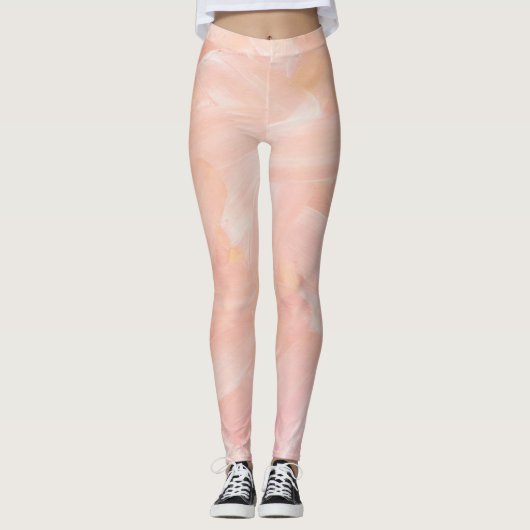 Abstract roze hand geschilderd. Elegant zwarte pen Leggings (Voorkant)