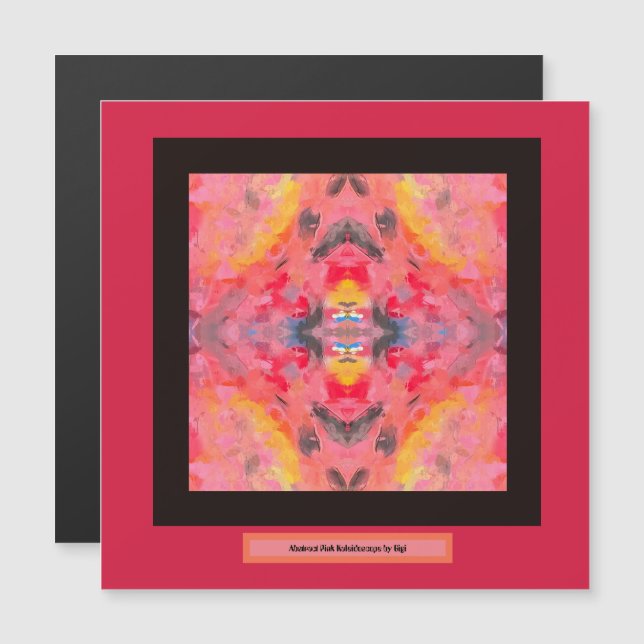 Abstract Roze Kaleidoscope magnet (Voorkant / Achterkant)