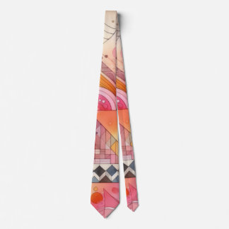Abstract Roze Kleurrijk Geometrisch Ontwerp Stropdas