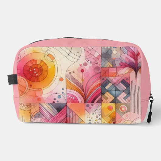 Abstract Roze Kleurrijk Geometrisch Ontwerp Toilettasje (Voorkant)