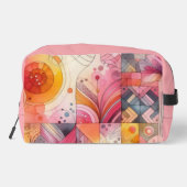 Abstract Roze Kleurrijk Geometrisch Ontwerp Toilettasje (Achterkant)