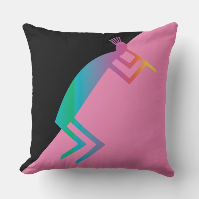 Abstract-Roze Kokopelli Sierkussen (Voorkant)