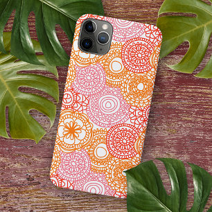 Abstract roze koraal rood oranje bloem kunstpatroo Case-Mate iPhone case