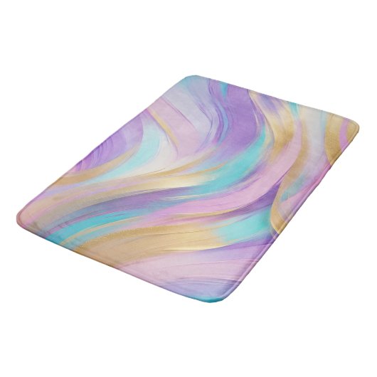 Abstract Roze Lila Turquoise Gold Badmat (Gekanteld)