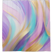 Abstract Roze Lila Turquoise Gold Douchegordijn (Voorkant)