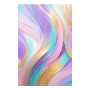 Abstract Roze Lila Turquoise Gold Foto Afdruk