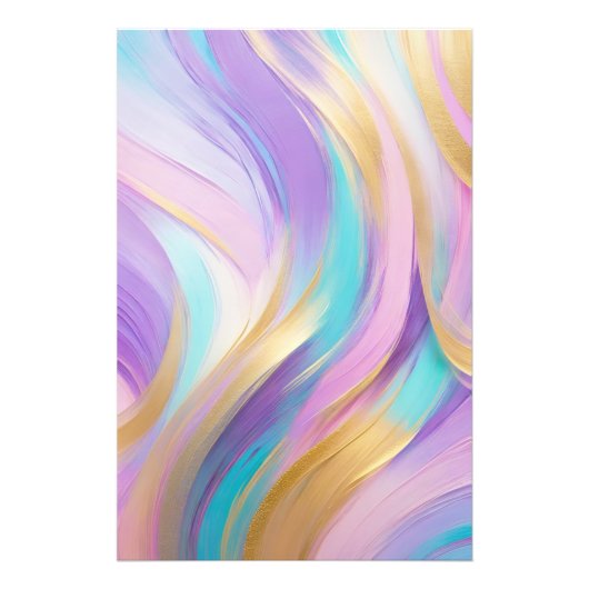 Abstract Roze Lila Turquoise Gold Foto Afdruk (Voorkant)