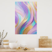 Abstract Roze Lila Turquoise Gold Poster (Keuken)