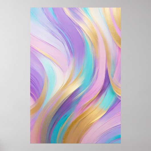 Abstract Roze Lila Turquoise Gold Poster (Voorkant)
