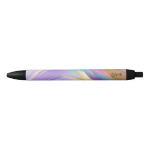 Abstract Roze Lila Turquoise Gold Zwarte Inkt Pen