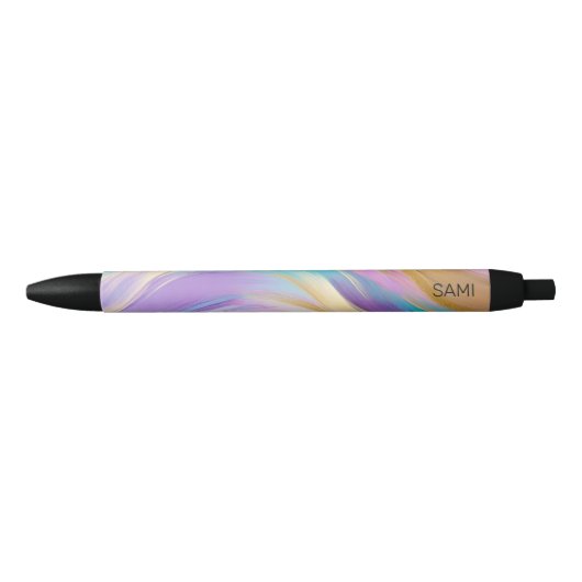 Abstract Roze Lila Turquoise Gold Zwarte Inkt Pen (Voorkant)