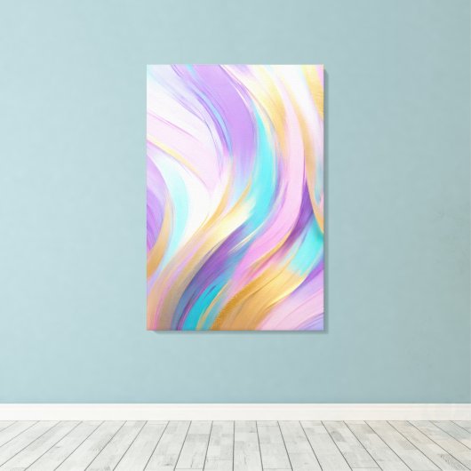 Abstract Roze Lila Turquoise Goud Canvas Afdruk (Insitu (Houten vloer))