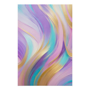 Abstract Roze Lila Turquoise Goud Perfect Poster