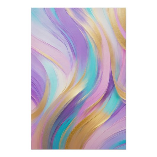 Abstract Roze Lila Turquoise Goud Perfect Poster (Voorkant)