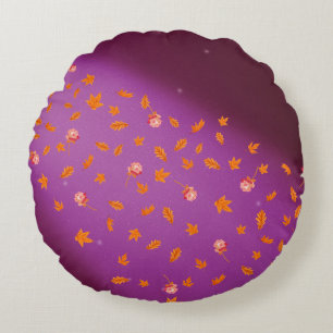 Abstract Roze maanlicht herfstbladeren rozen Rond Kussen