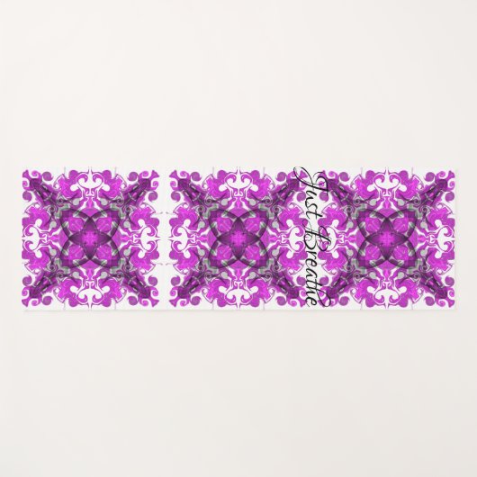 Abstract roze mandala, psychedelische vlinder, yogamat (Voorkant (horizontaal))