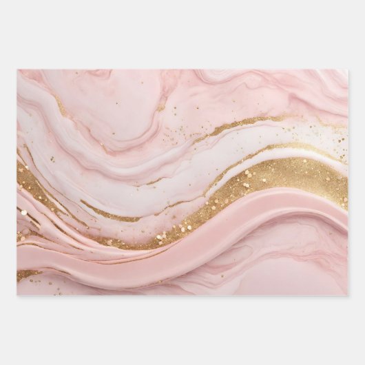 Abstract Roze Marmeren Patroon met Faux Glitter Inpakpapier Vel (Voorkant)