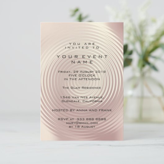 Abstract Roze Metallic Roos Circle Formal Kaart (Staand voorkant)