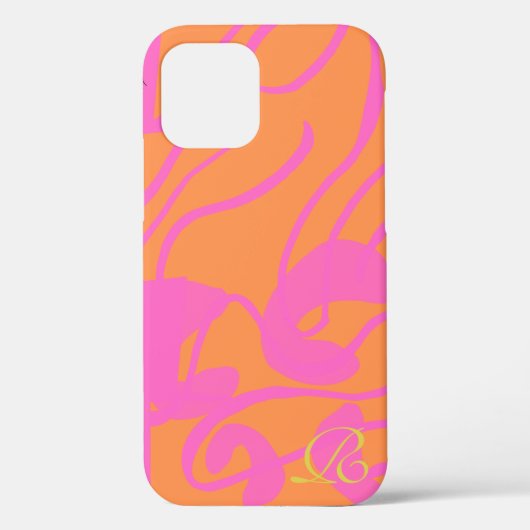 Abstract Roze Monogram Hoesje-Mate iPhone Case (Achterkant)