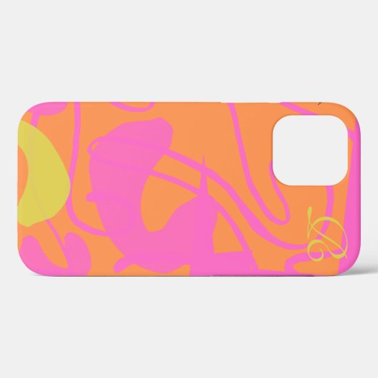 Abstract Roze Monogram Hoesje-Mate iPhone Case (Achterkant (horizontaal))
