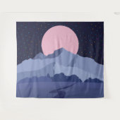 Abstract roze moonlight nachtlandschap wandkleed (Voorkant (horizontaal))