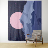 Abstract roze moonlight nachtlandschap wandkleed (In situ)