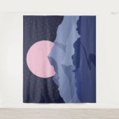 Abstract roze moonlight nachtlandschap wandkleed (Voorkant)
