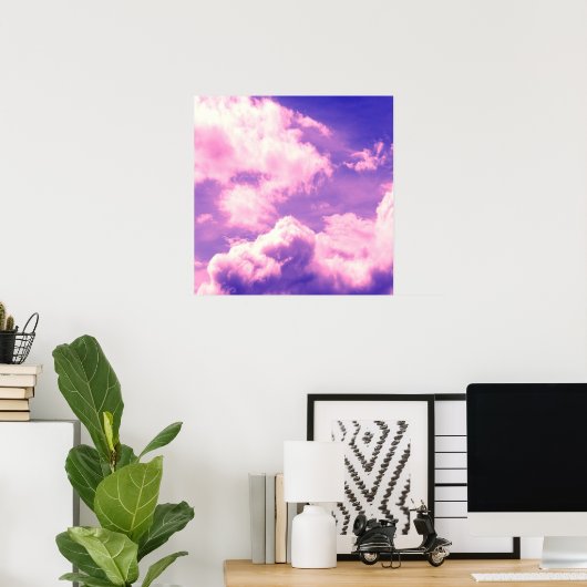 Abstract roze nebula Clouds Patroon Poster (Thuiskantoor)