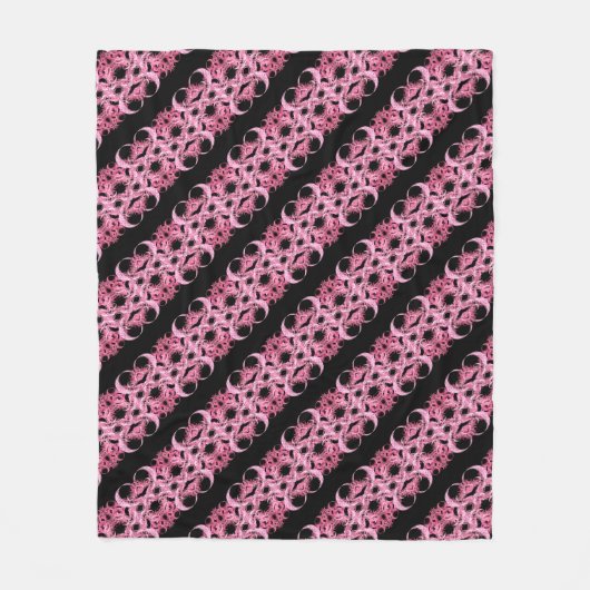 Abstract roze op zwart fleece deken (Voorkant)