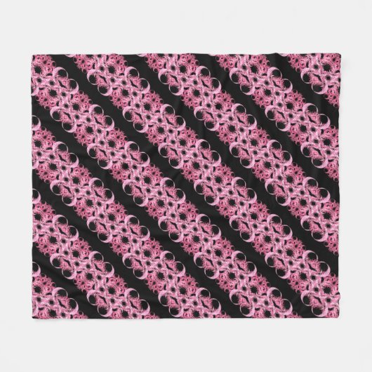 Abstract roze op zwart fleece deken (Voorkant (Horizontaal))