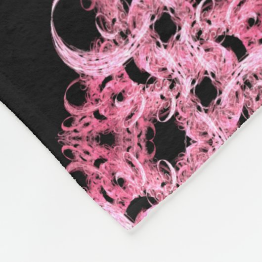 Abstract roze op zwart fleece deken (Hoek)