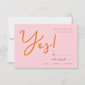 Abstract roze oranje leuke kleuren bruiloft RSVP-k RSVP Kaartje (Voorkant)