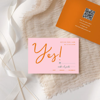 Abstract roze oranje leuke kleuren bruiloft RSVP-k RSVP Kaartje