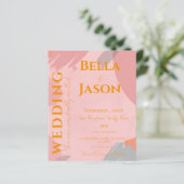 Abstract Roze Oranje Uitnodiging tot  huwelijk (Staand voorkant)