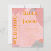 Abstract Roze Oranje Uitnodiging tot  huwelijk (Voorkant)