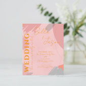 Abstract Roze Oranje Uitnodiging tot weduwschap (Staand voorkant)