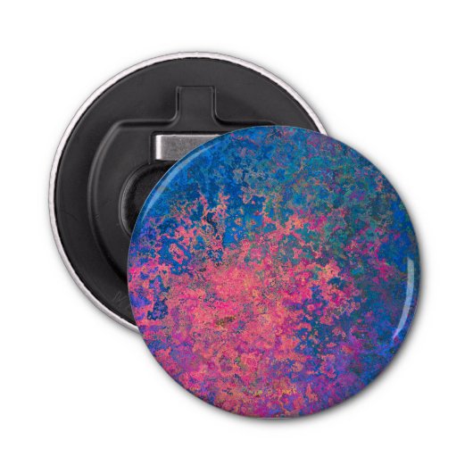 Abstract, roze, Paars en blauw, alcoholinkt Button Flesopener (Voorkant)