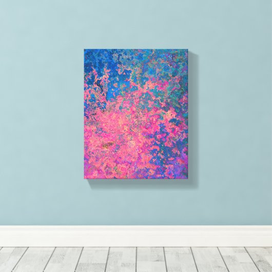 Abstract, roze, Paars en blauw, alcoholinkt Canvas Afdruk (Insitu (Houten vloer))