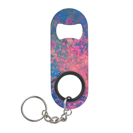 Abstract, roze, Paars en blauw, alcoholinkt Mini Flessenopener (Voorkant)
