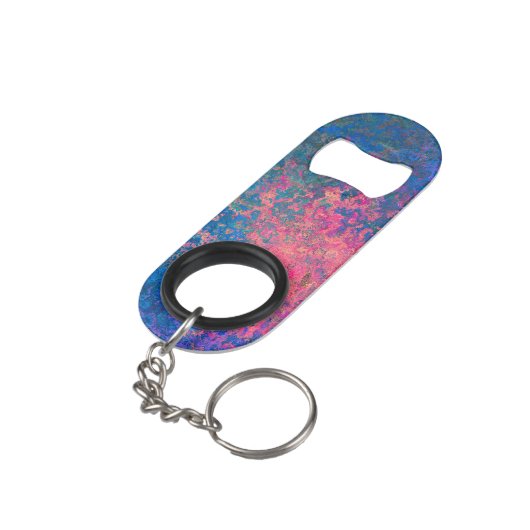 Abstract, roze, Paars en blauw, alcoholinkt Mini Flessenopener (Achterkant Gekanteld)