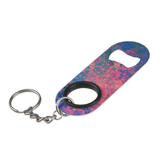 Abstract, roze, Paars en blauw, alcoholinkt Mini Flessenopener (Voorkant Gekanteld)