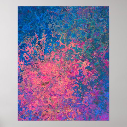 Abstract, roze, Paars en blauw, alcoholinkt Poster (Voorkant)