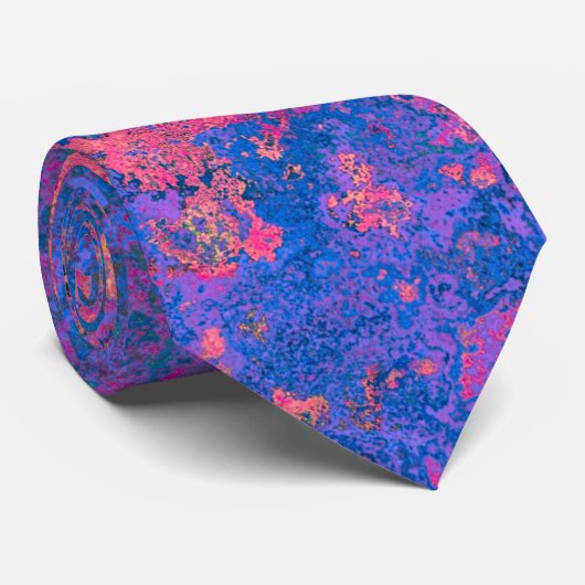 Abstract, roze, Paars en blauw, alcoholinkt Stropdas (Opgerold)
